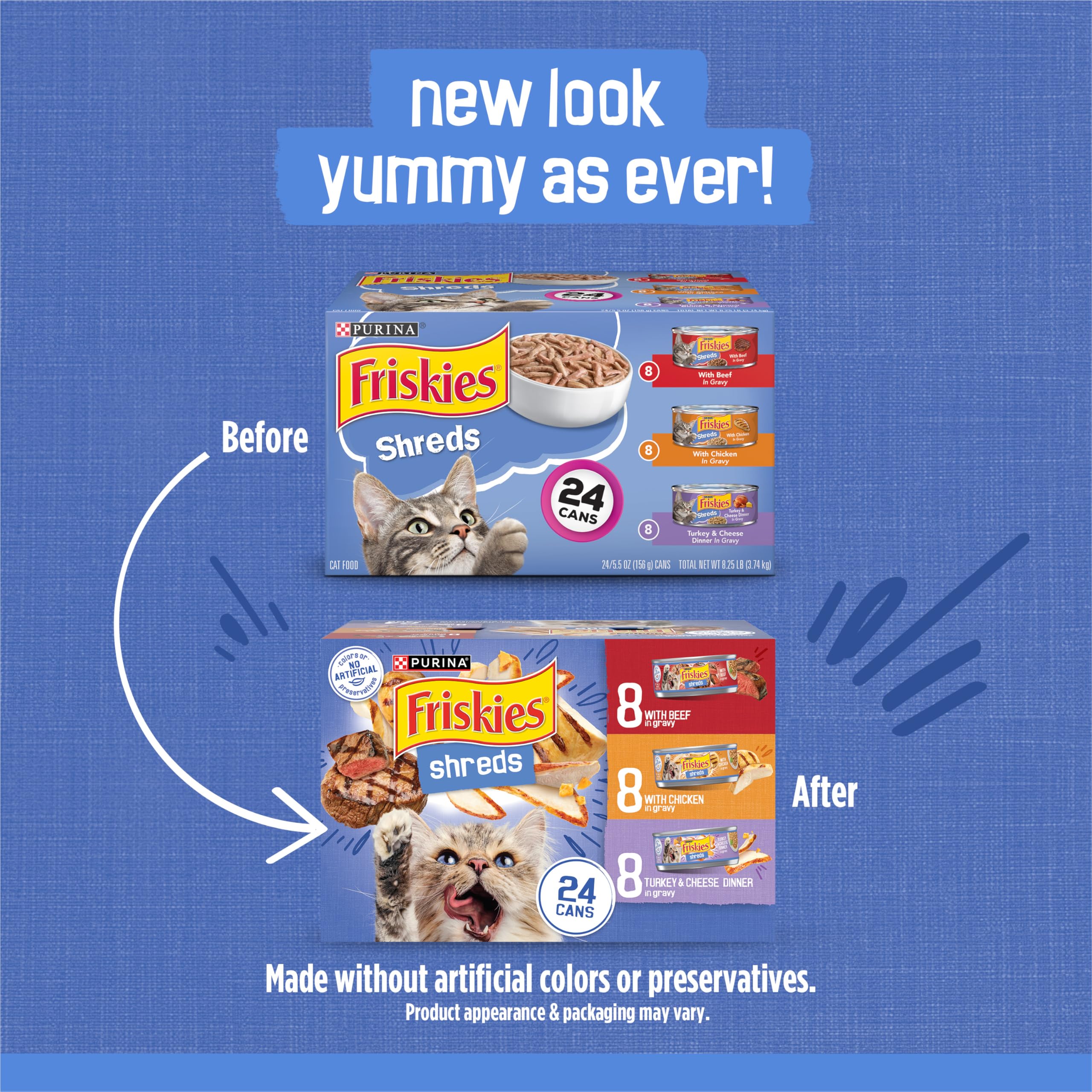 Friskies deshebrados de pollo en lata: sabor delicioso diario.