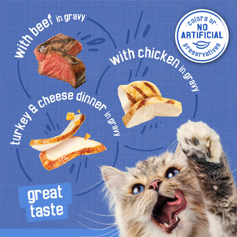 Friskies deshebrados res con salsa en lata: combinación apetecible.