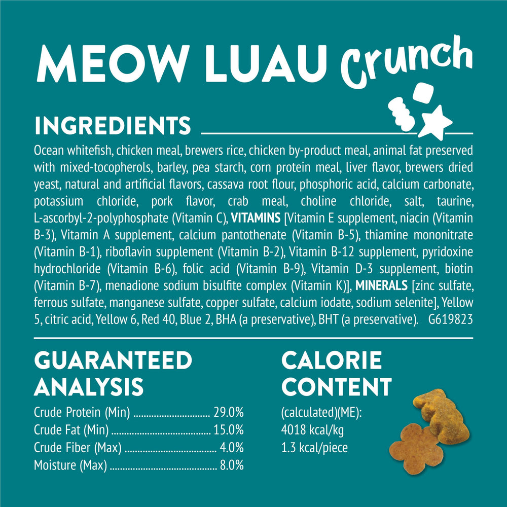 Friskies Party Mix Meow Luau Crunch, formas divertidas que capturan la atención de tu gato.