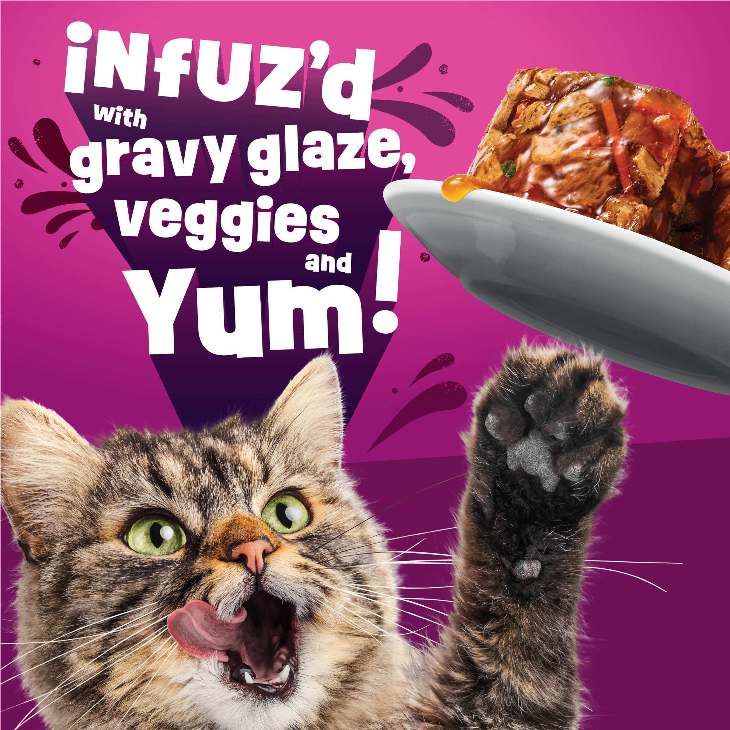 Friskies Glaz’d e Infuz’d, pollo-trozos-salsa-espesa para variedad.