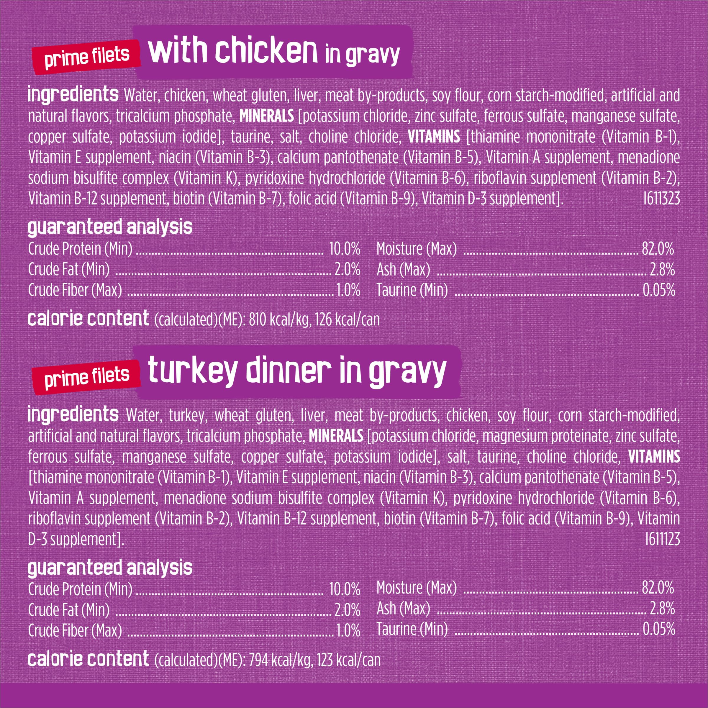 Friskies Gravy: variedad de texturas pollo y pavo para mayor interés.
