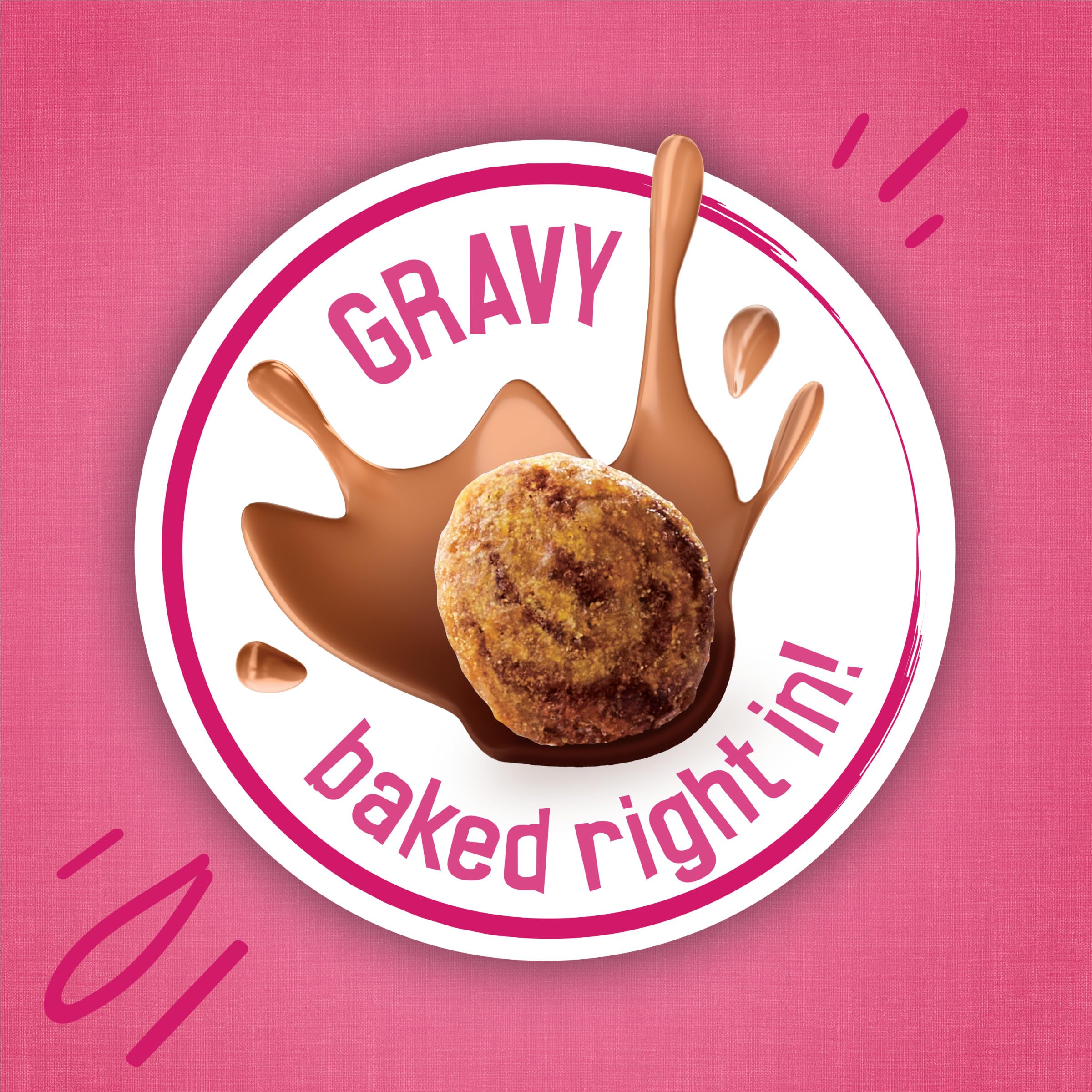 Friskies Gravy Swirlers textura cremosa en cada porción.