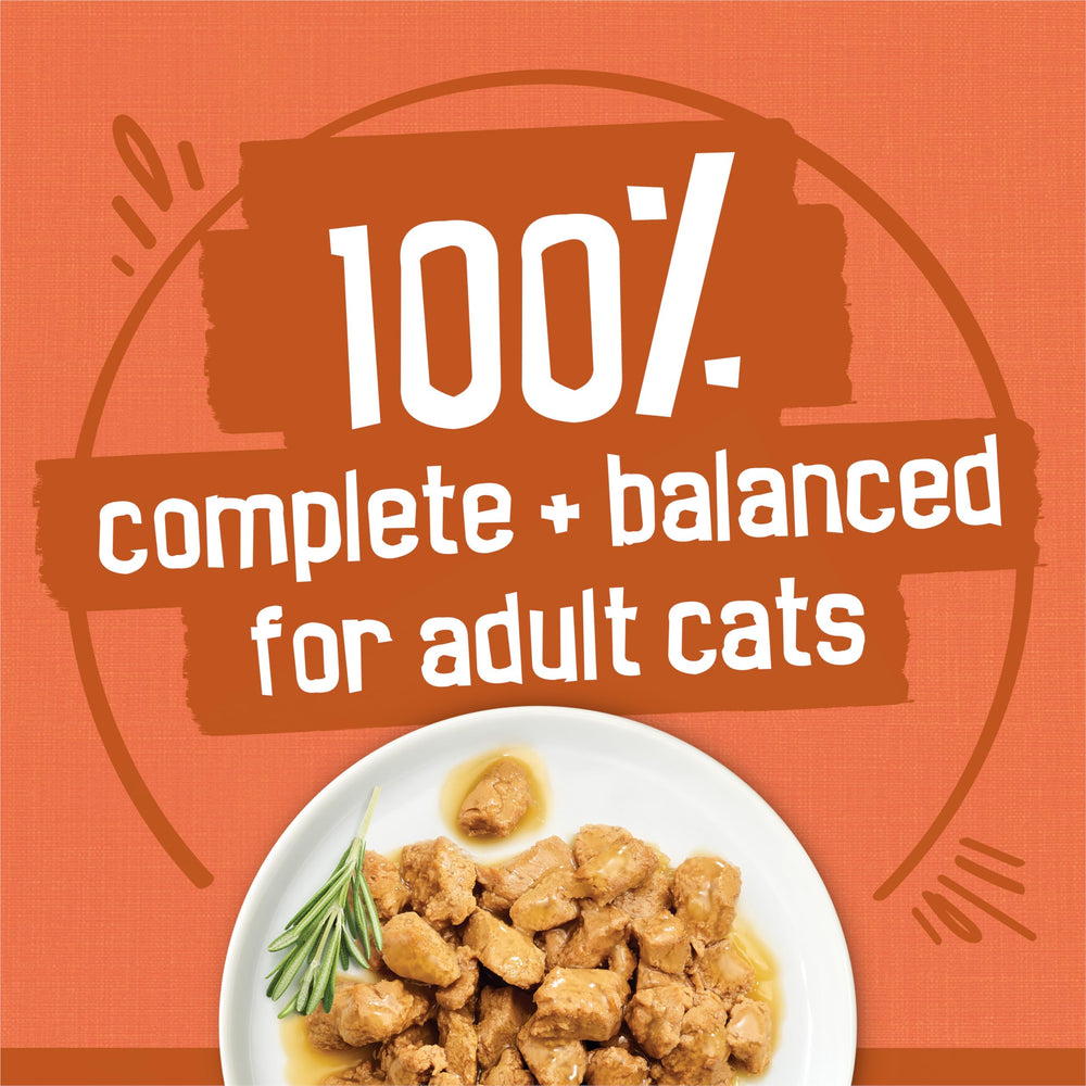Friskies, lata bocados carne-pollo con salsa sabrosa, nutrición y sabor