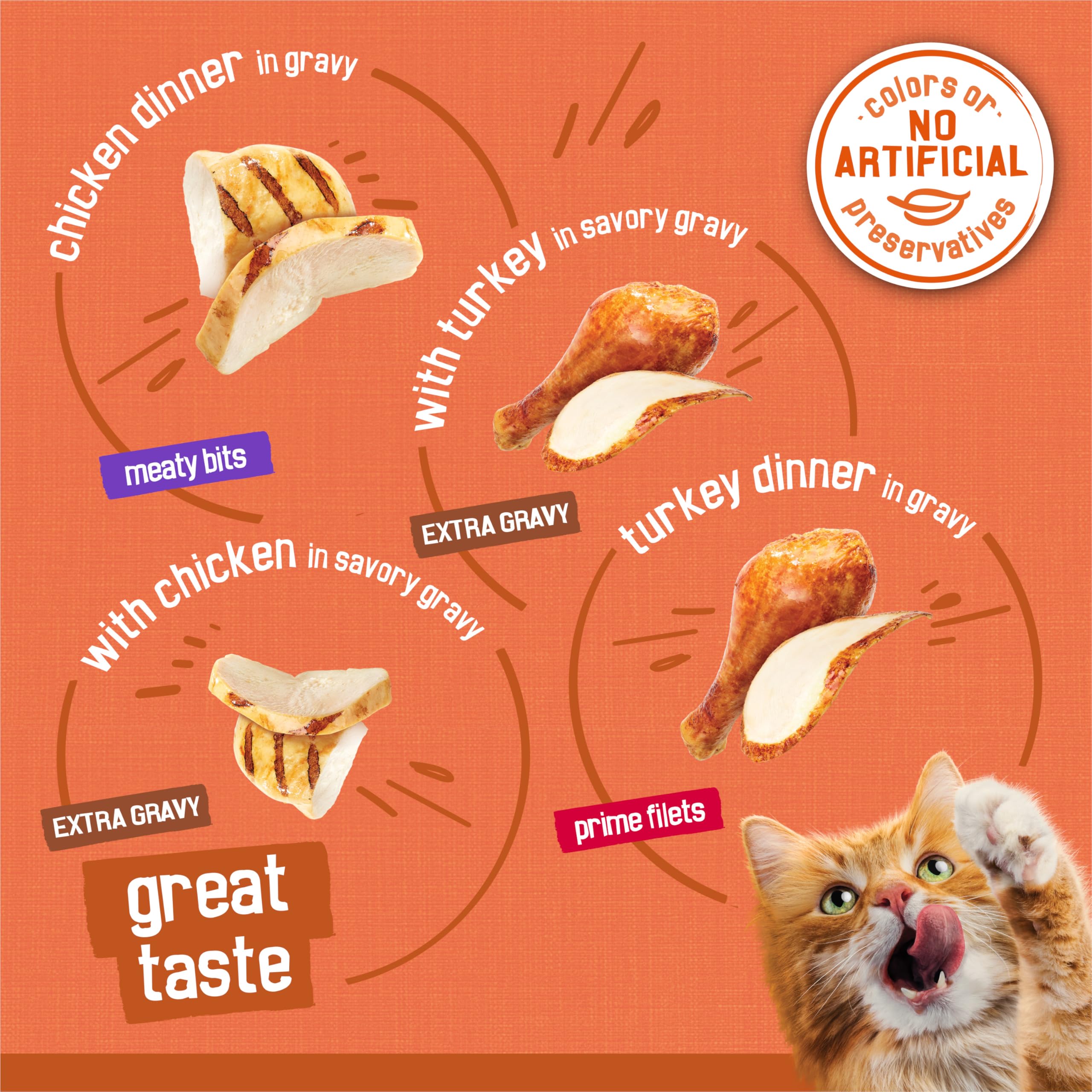 Friskies, lata trozos-pollo con salsa sabrosa, hora de comer más atractiva