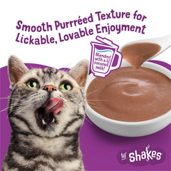 Friskies Lil’ Shakes salmón, sabor auténtico para lamidos intensos.