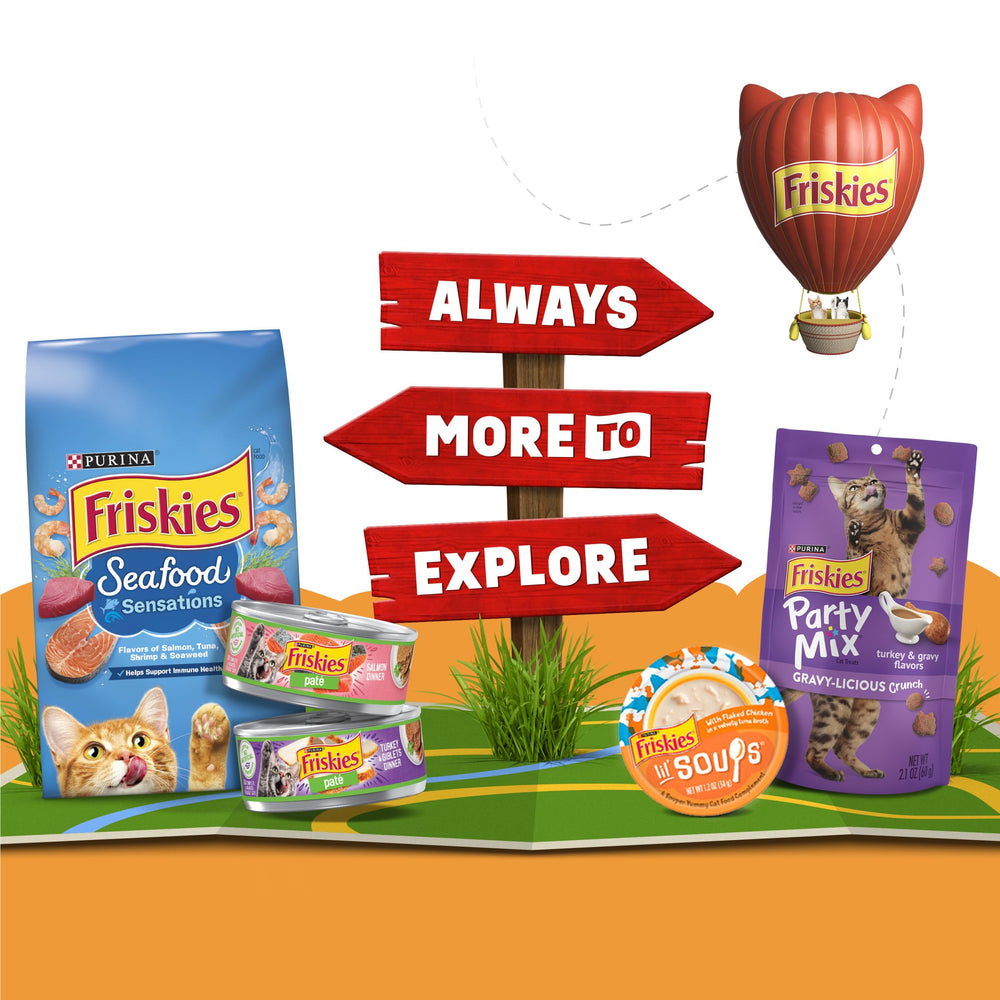 Caldo cremoso y sabroso de Friskies Lil’ Sopas.