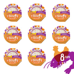 Friskies Lil’ Sopas: ingredientes reales pollo y camarones para complementar la dieta.