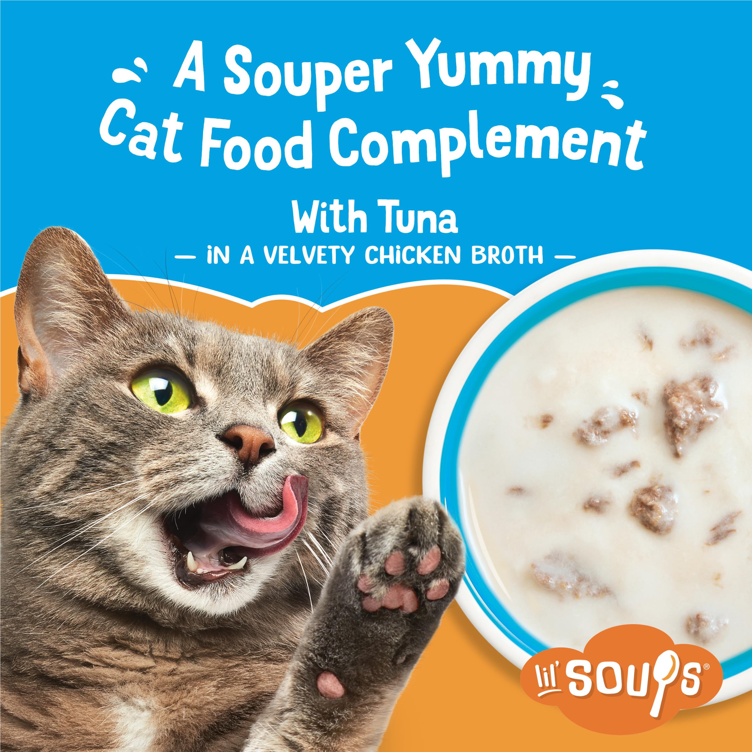 Friskies Lil’ Soups atún en caldo de pollo, textura suave para gatos
