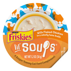 Friskies Lil' Soups pollo en copos, porción individual ideal como snack