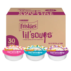 Friskies Lil' Soups variedad salmón-atún-camarón, tarrinas listas para variar la comida