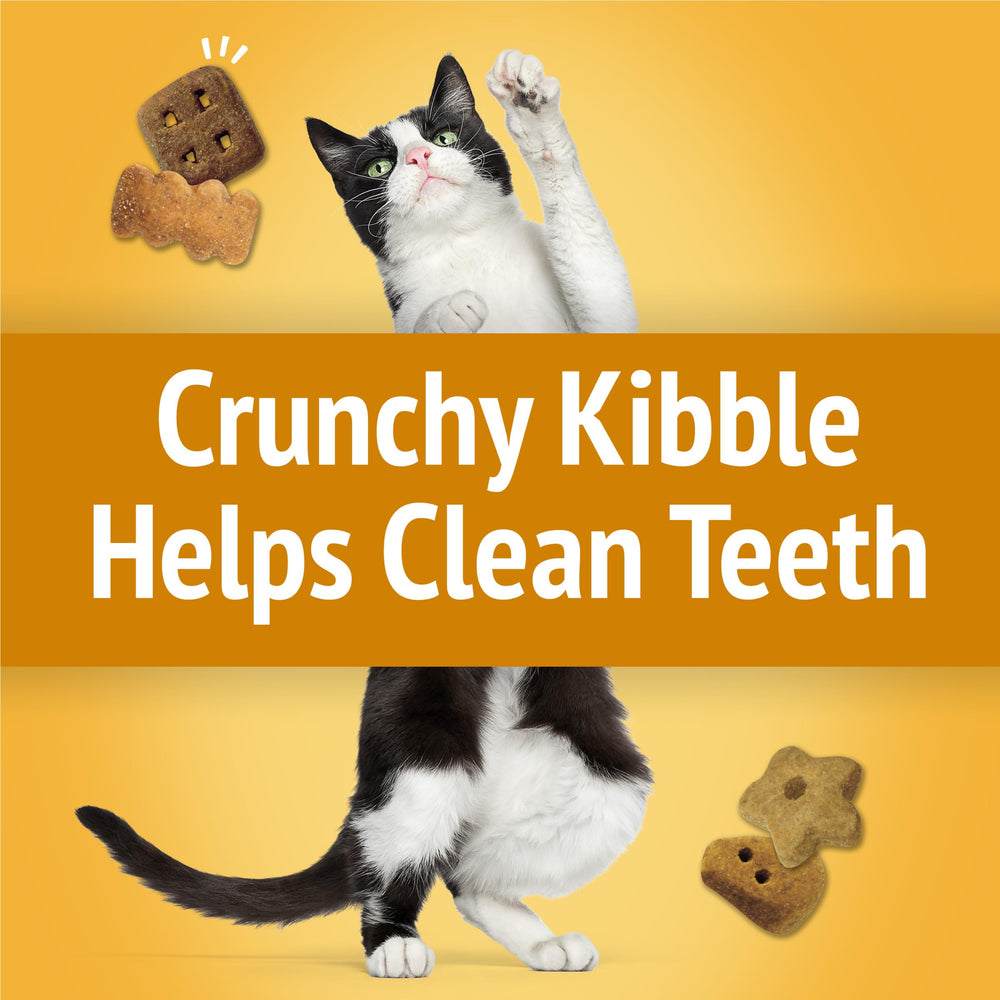 Friskies Party Mix Cheezy Craze Crunch, ingredientes seleccionados para un snack sabroso.