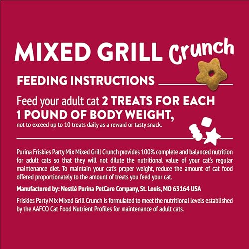 Friskies Party Mix Bocados Varios Sabores, porciones pequeñas para tentempié entre comidas.
