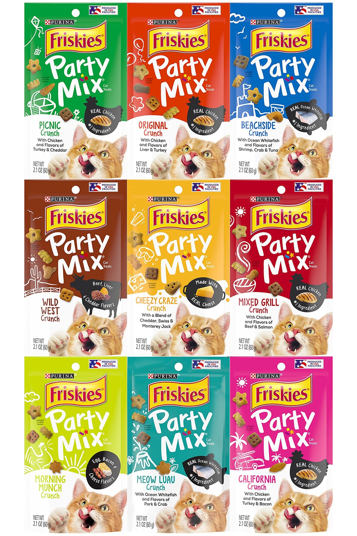 Friskies Party Mix Crunch Oeste Salvaje: textura crujiente para apoyar la higiene bucal del gato.