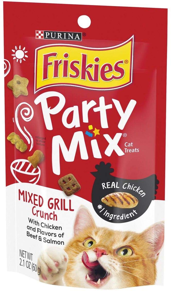Friskies Party Mix golosinas para gato res asado crujiente, sabor irresistible