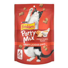 Friskies Party Mix Gravy-licious con trocitos crujientes de pollo para snack sabroso