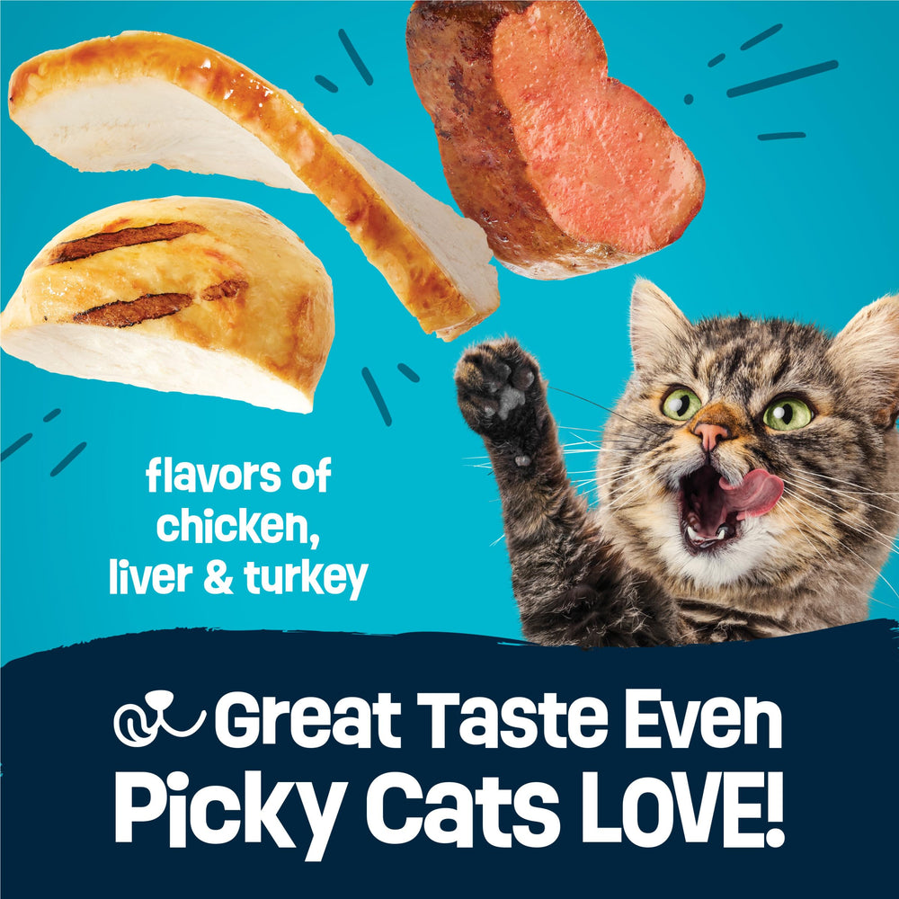 Friskies Party Pack’d granulados proteina para gatos adultos, apoyo a la energia diaria.