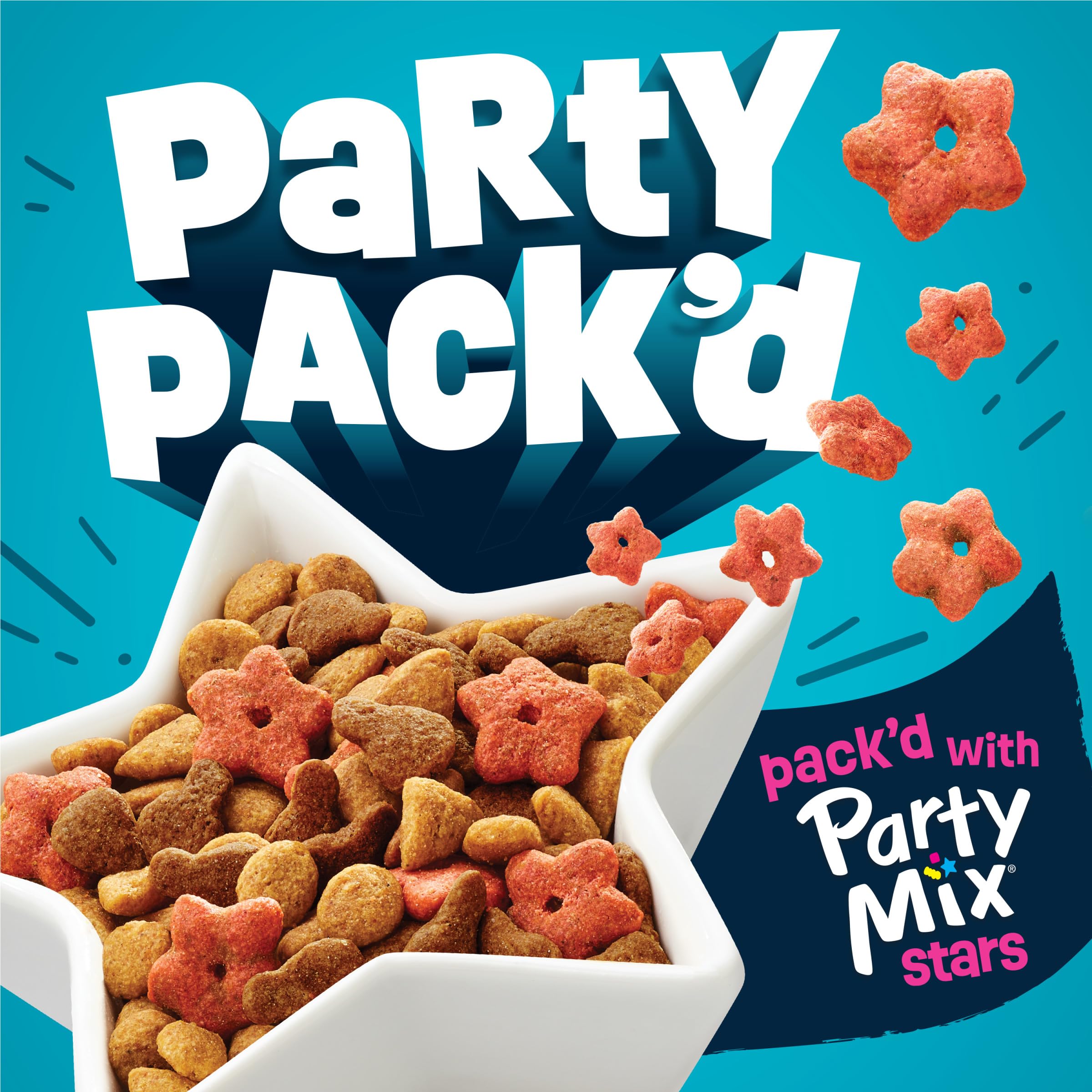 Friskies Party Pack’d mezcla de sabores y textura crujiente para satisfacción diaria.