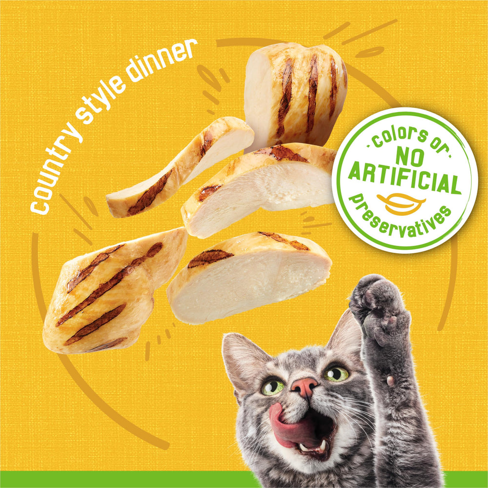 Friskies pate cena estilo campestre, aroma apetitoso para la cena.
