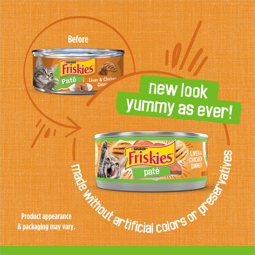 Friskies pate hígado y pollo: textura suave que facilita la cena diaria.