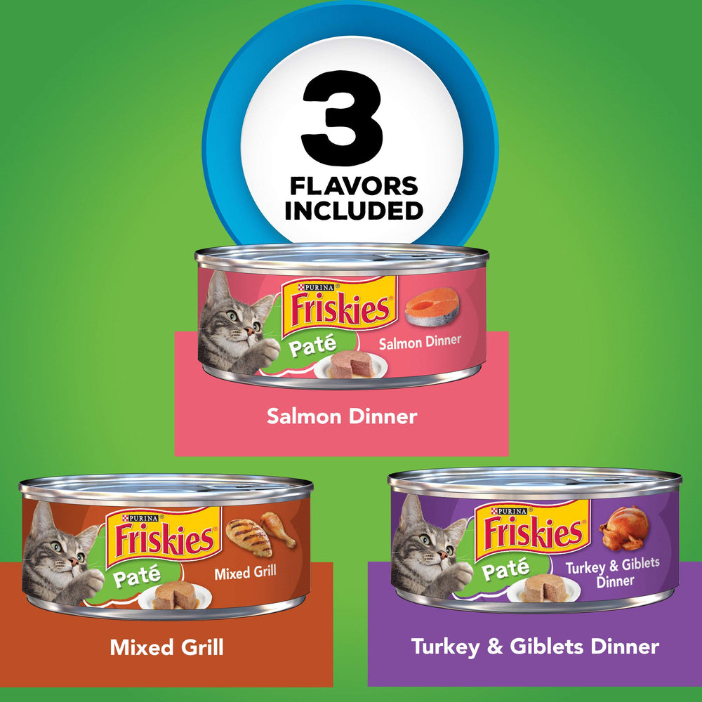 Friskies Paté Mezcla Parrilla Cena Lata: opción variada para la dieta del felino.