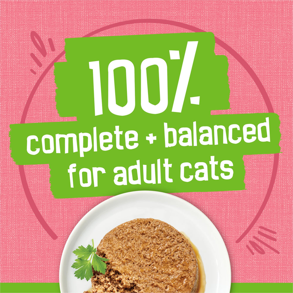 Friskies Pate Salmón Dinner, porción completa para gatos adultos y gatitos