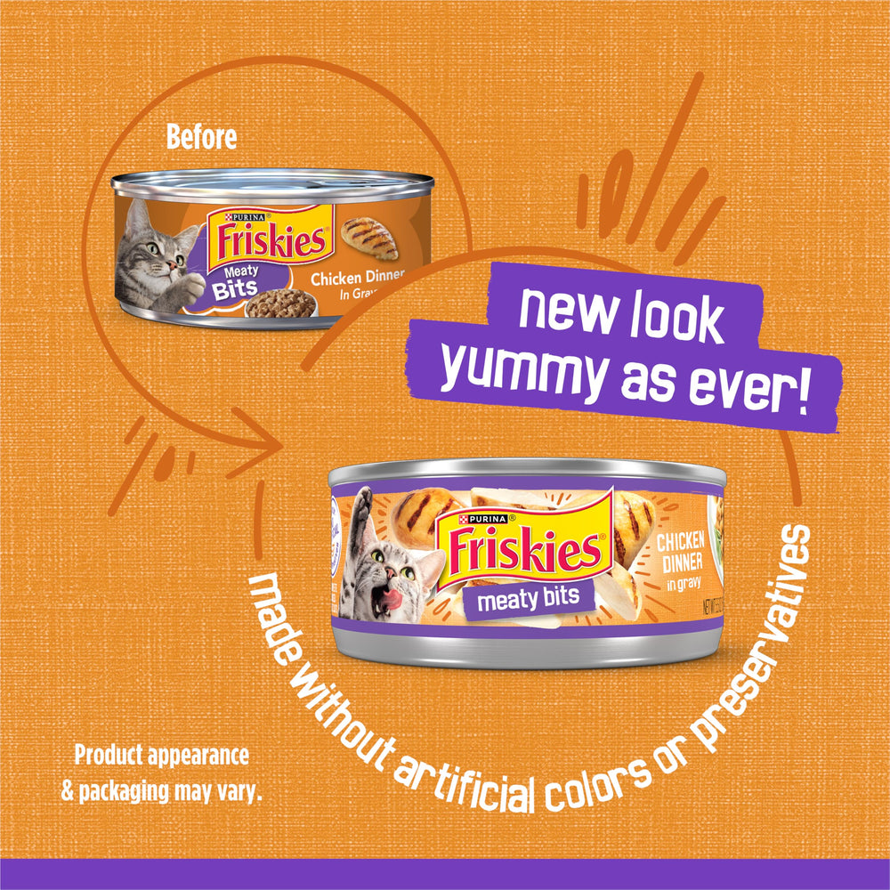 Friskies trocitos pollo en salsa, sabor envolvente para gatos.