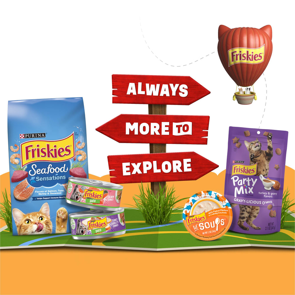 Friskies Pollos Favoritos batidos pequeños caldos: textura suave que mejora la experiencia de comer
