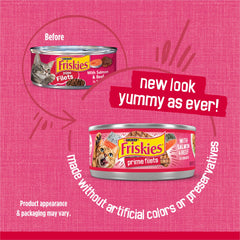 Friskies Prime Filets: trozos desmenuzados de salmón y carne en salsa