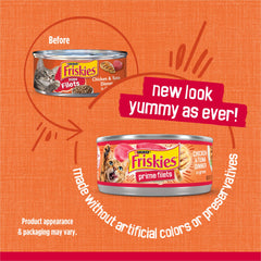 Friskies Prime Filets trozos desmenuzados de pollo y atún, textura atractiva
