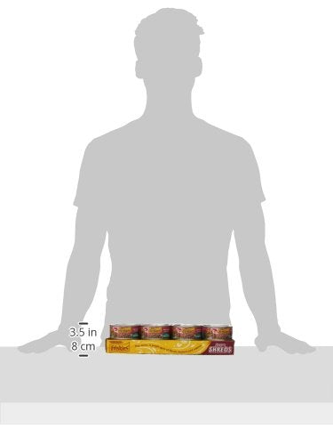 Friskies salmón deshebrado en salsa, lata 01: trozos fáciles de masticar.