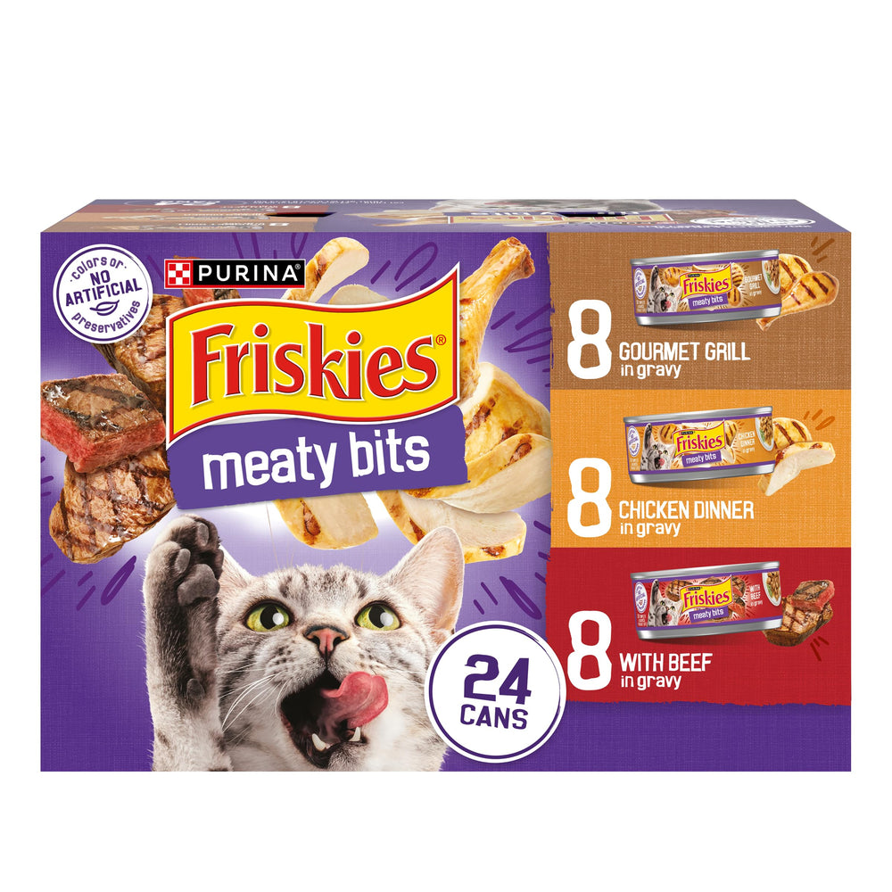 Friskies salsa trozos carne, lata 24, sabor irresistible para gatos