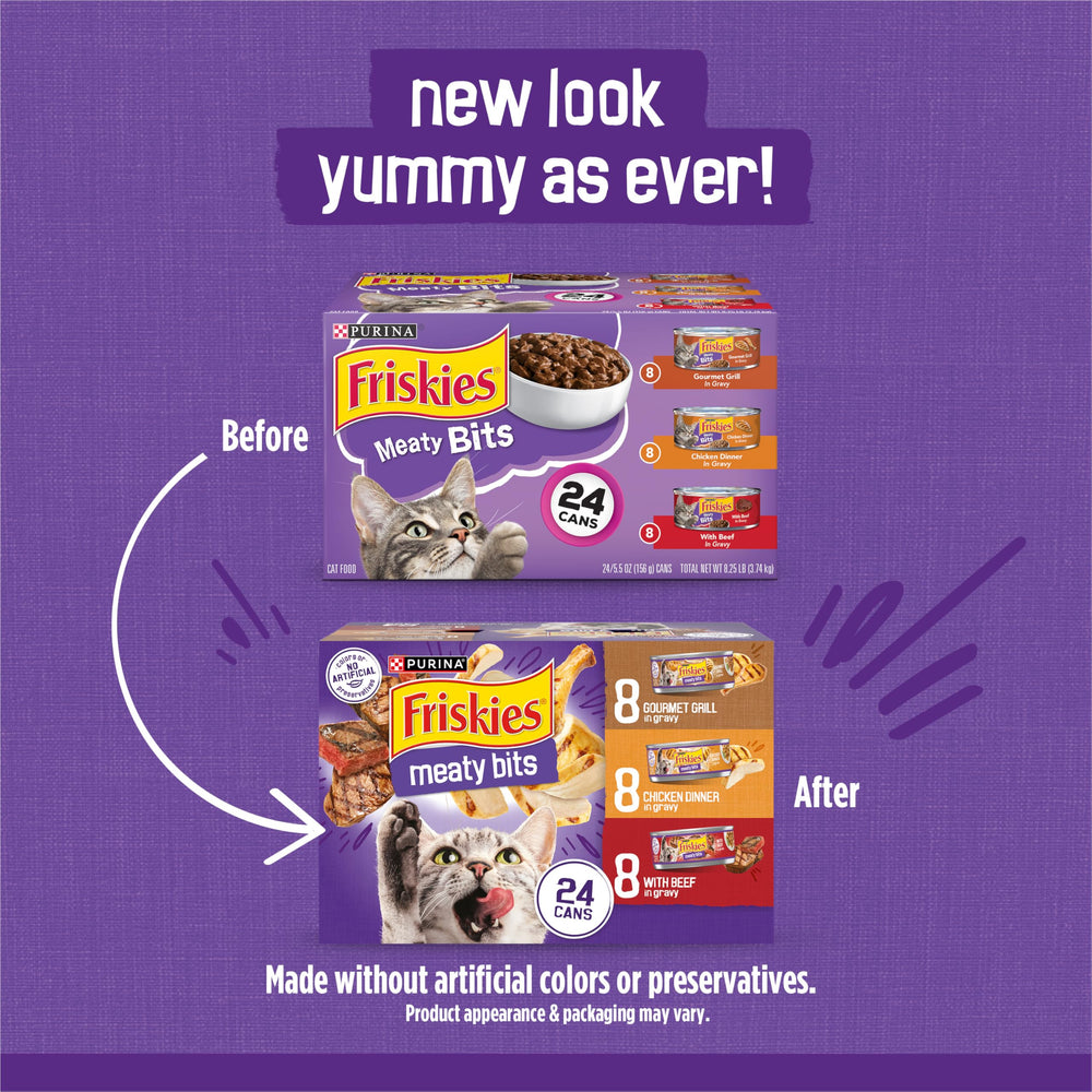 Friskies salsa trozos pollo, lata 24, textura jugosa para gatos