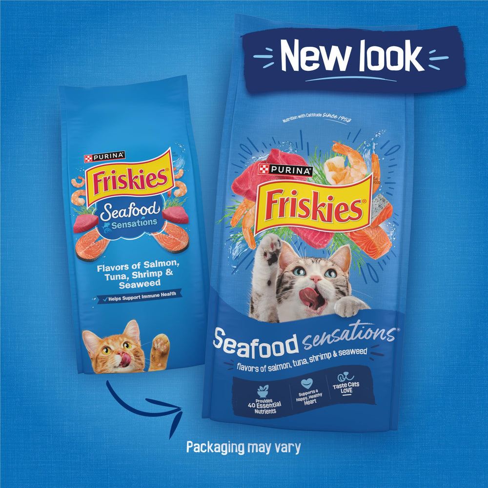Friskies Sensaciones Mariscos: detalle croquetas con textura crujiente para masticar.