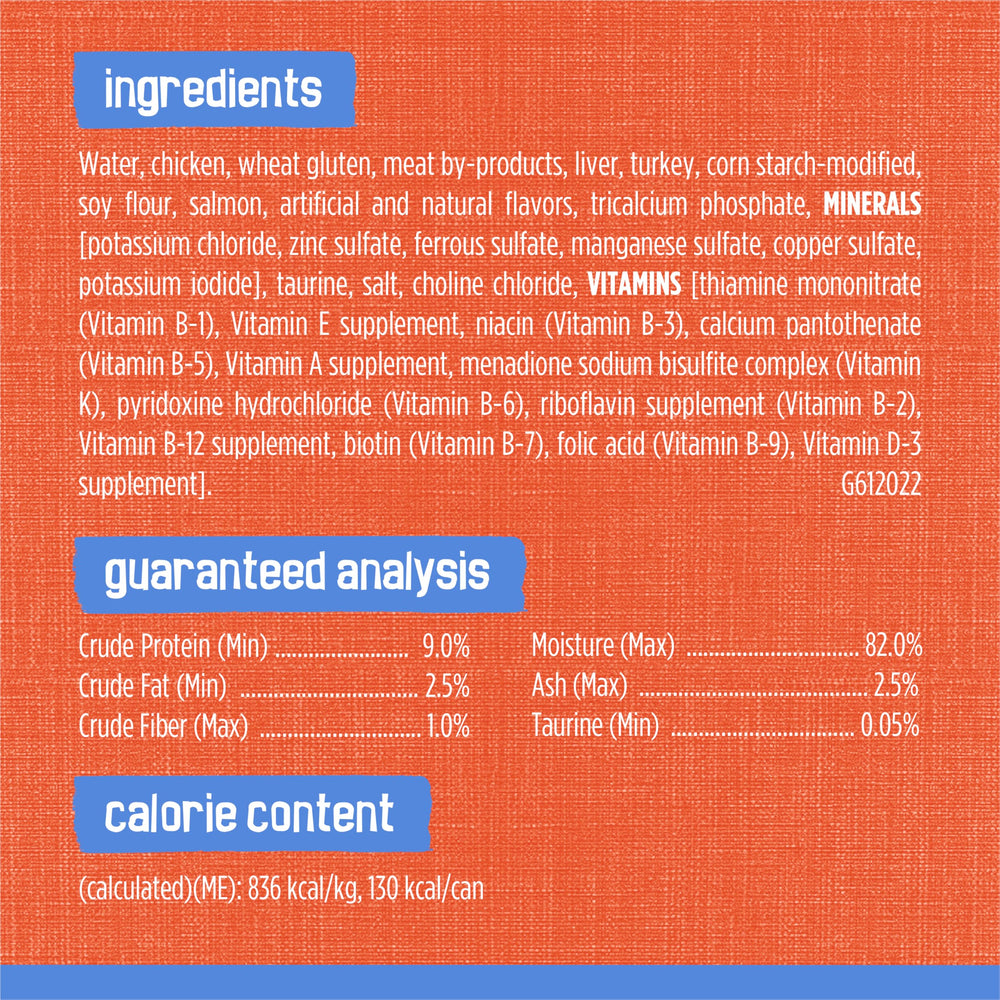 Friskies Shreds sin colorantes ni conservantes artificiales.
