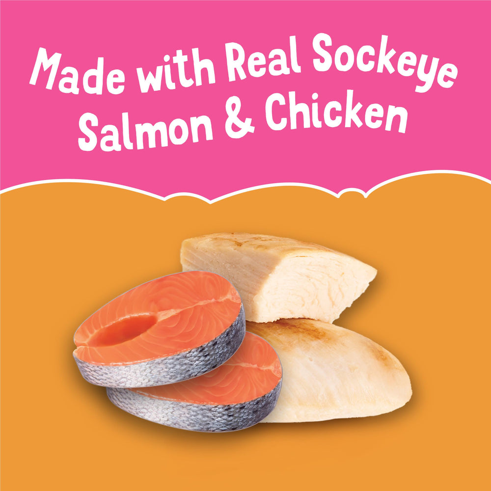 Friskies sin granos con salmón sockeye, opción ligera para complementar.