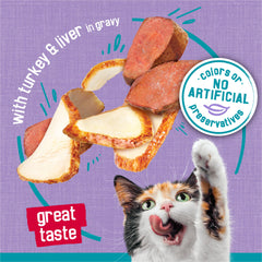 Aroma apetitoso de Friskies Tasty Treasures que invita al plato.