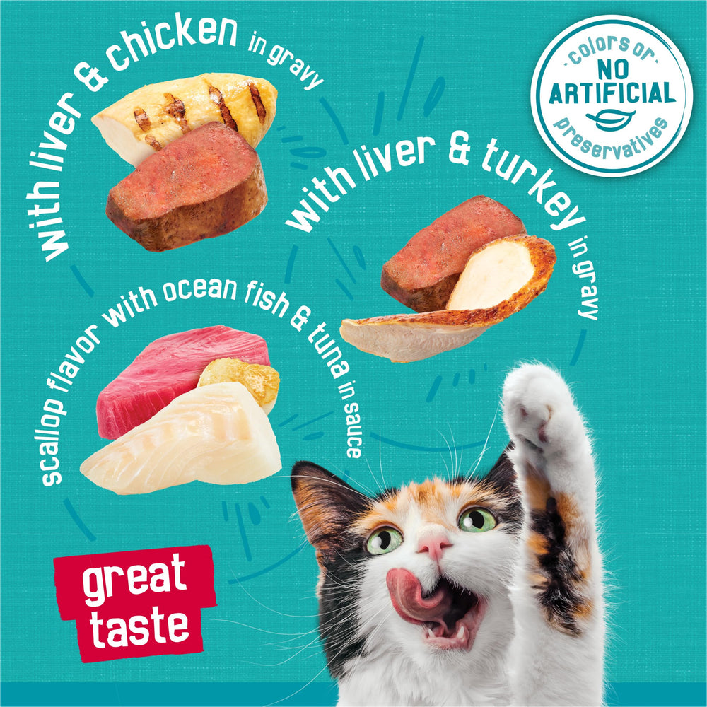 Friskies Tasty Treasures pavo en lata, caldo sabroso para hidratación.