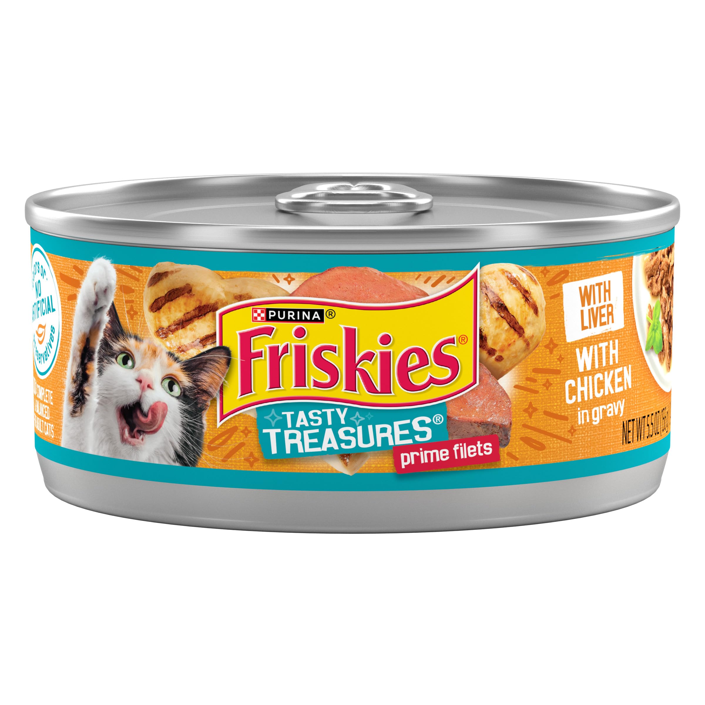 Friskies Tasty Treasures lata pollo y higado en salsa 24: sabor que estimula el apetito