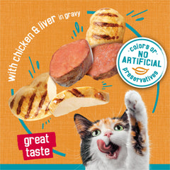 Friskies Tasty Treasures real pollo y higado en pieza para gusto auténtico