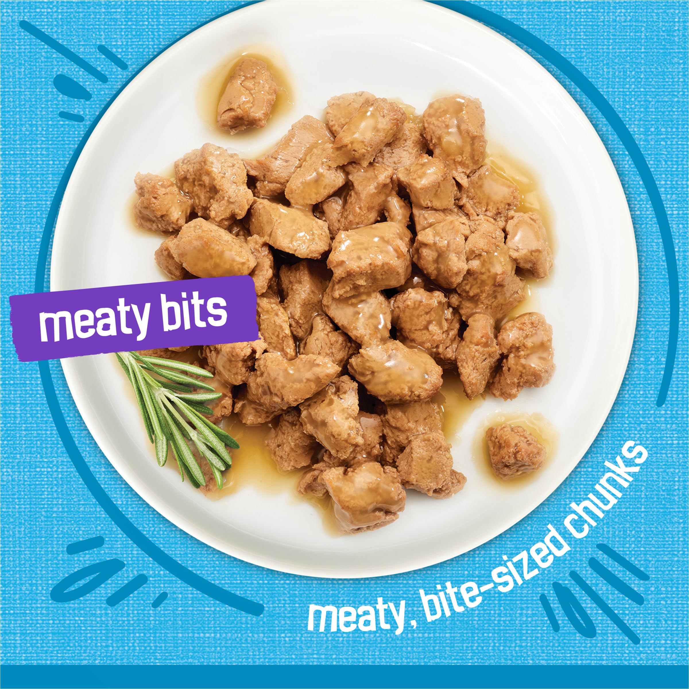 Friskies Trozos Carnosos con Pescado del Océano en Salsa, primer plano de trozos jugosos