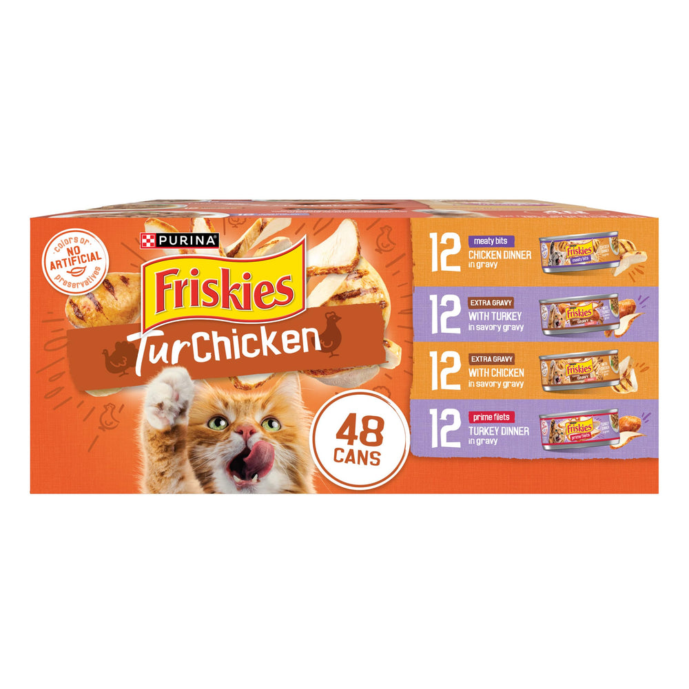 Friskies variedad latas húmedas con pavo y pollo para rotación.
