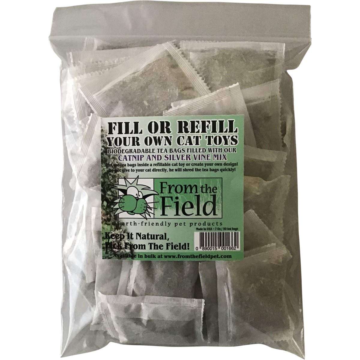 From The Field Catnip Tea Bags: empaque reutilizable para juguetes felinos y juego sin desorden