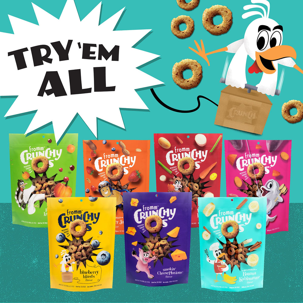 Fromm Crunchy Os Pumpkin Kran Pow: solo 2 calorías por golosina, snack ligero.