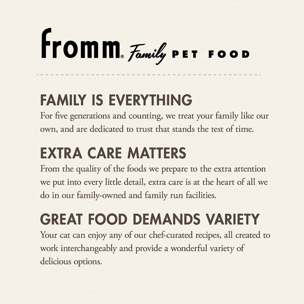 Fromm Four-Star Salmon Tunachovy, pruebas de bacterias por terceros en cada lote.