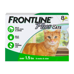 FRONTLINE Plus para gatos: aplicación externa rápida para pulgas y garrapatas.