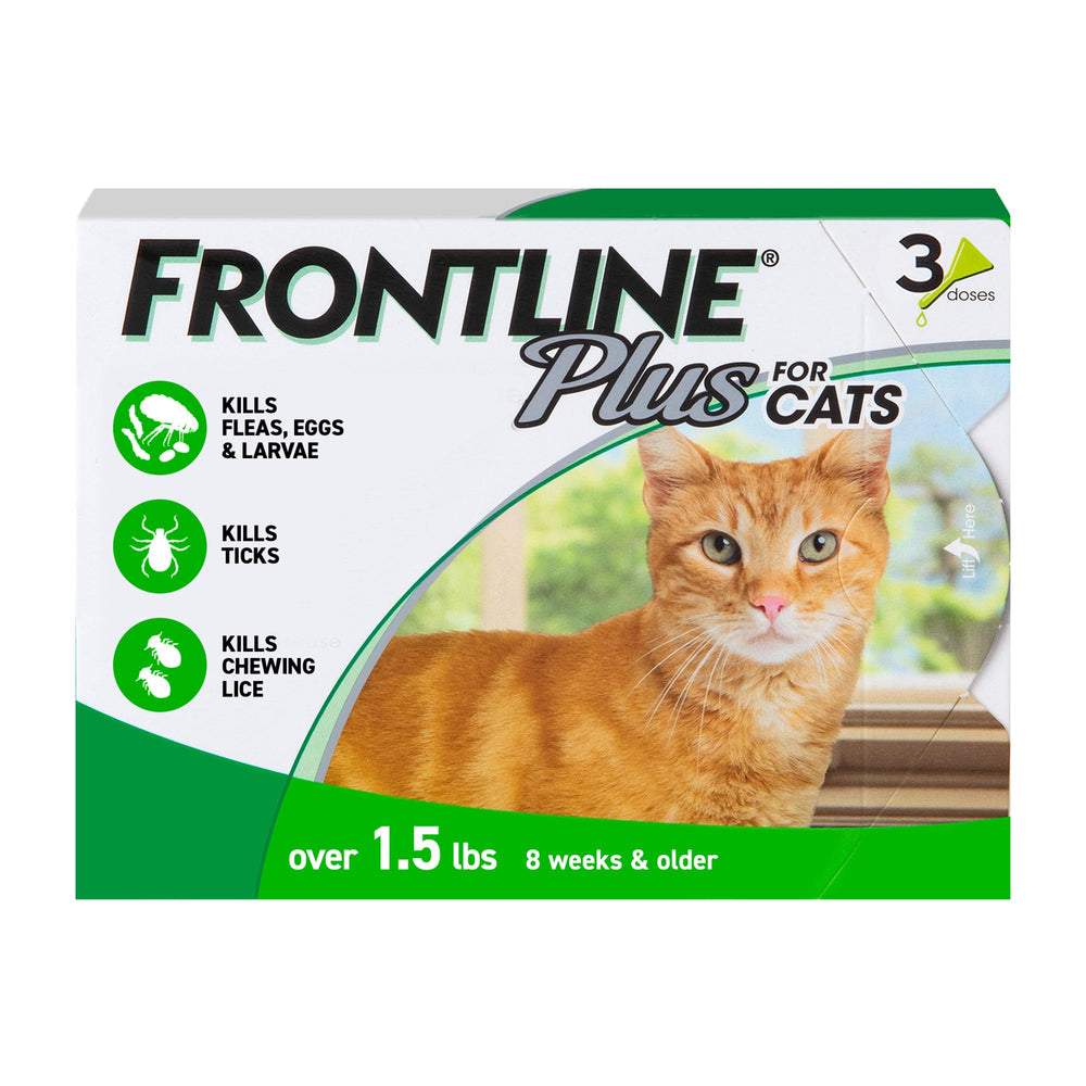 Frontline Plus Gatos: botella de aplicación rápida para protección contra pulgas.