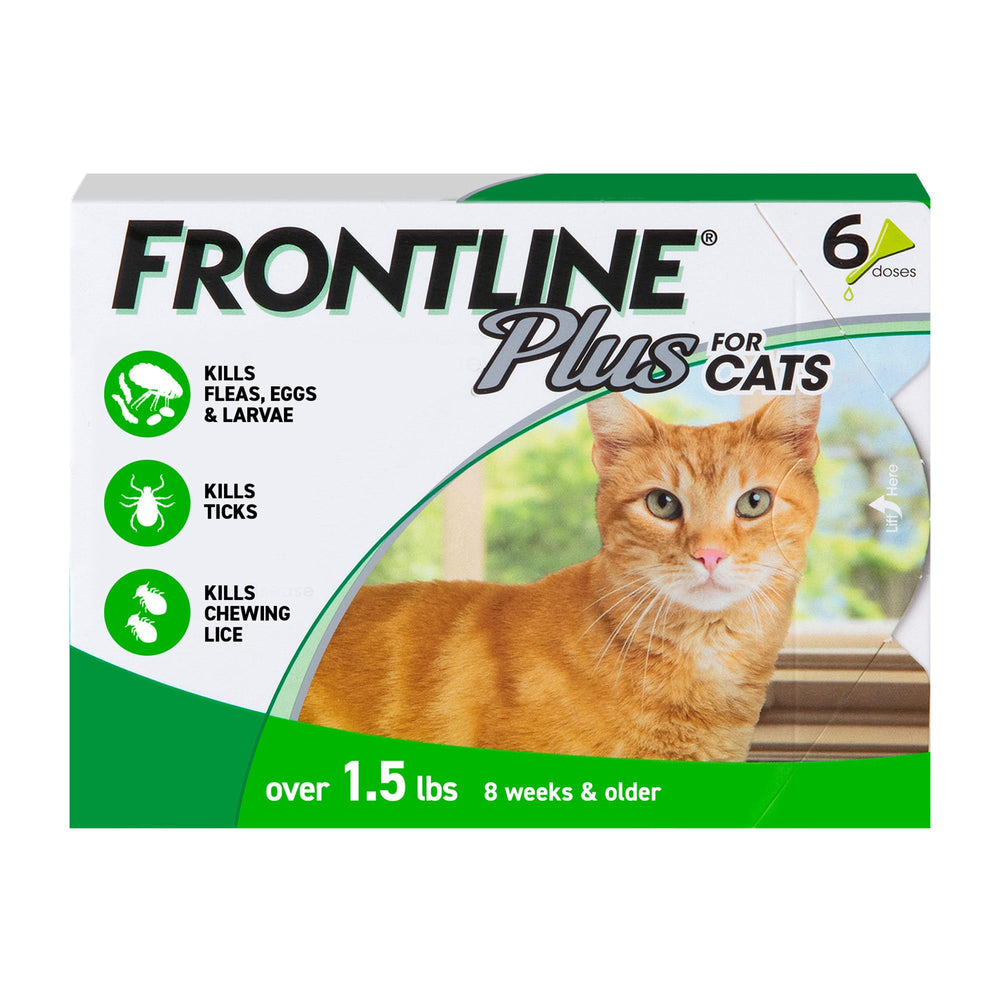 FRONTLINE Plus para gatos: empaque y presentación para protección contra pulgas y garrapatas.