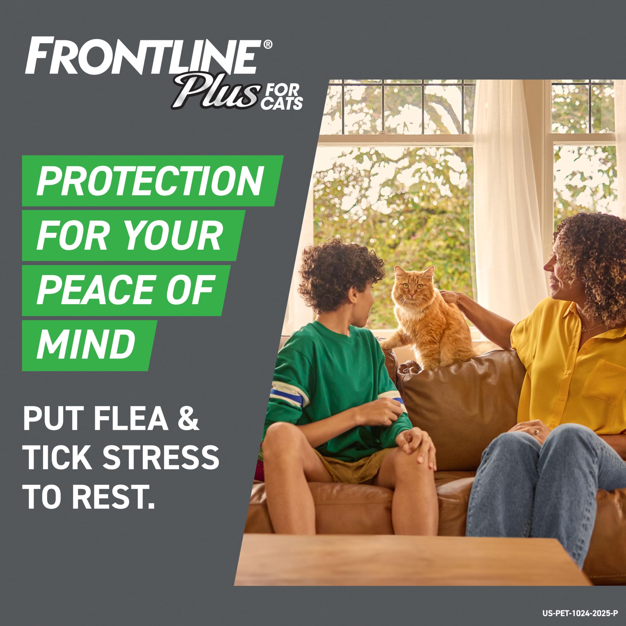 FRONTLINE Plus: protección continua para gatos y personas en casa.