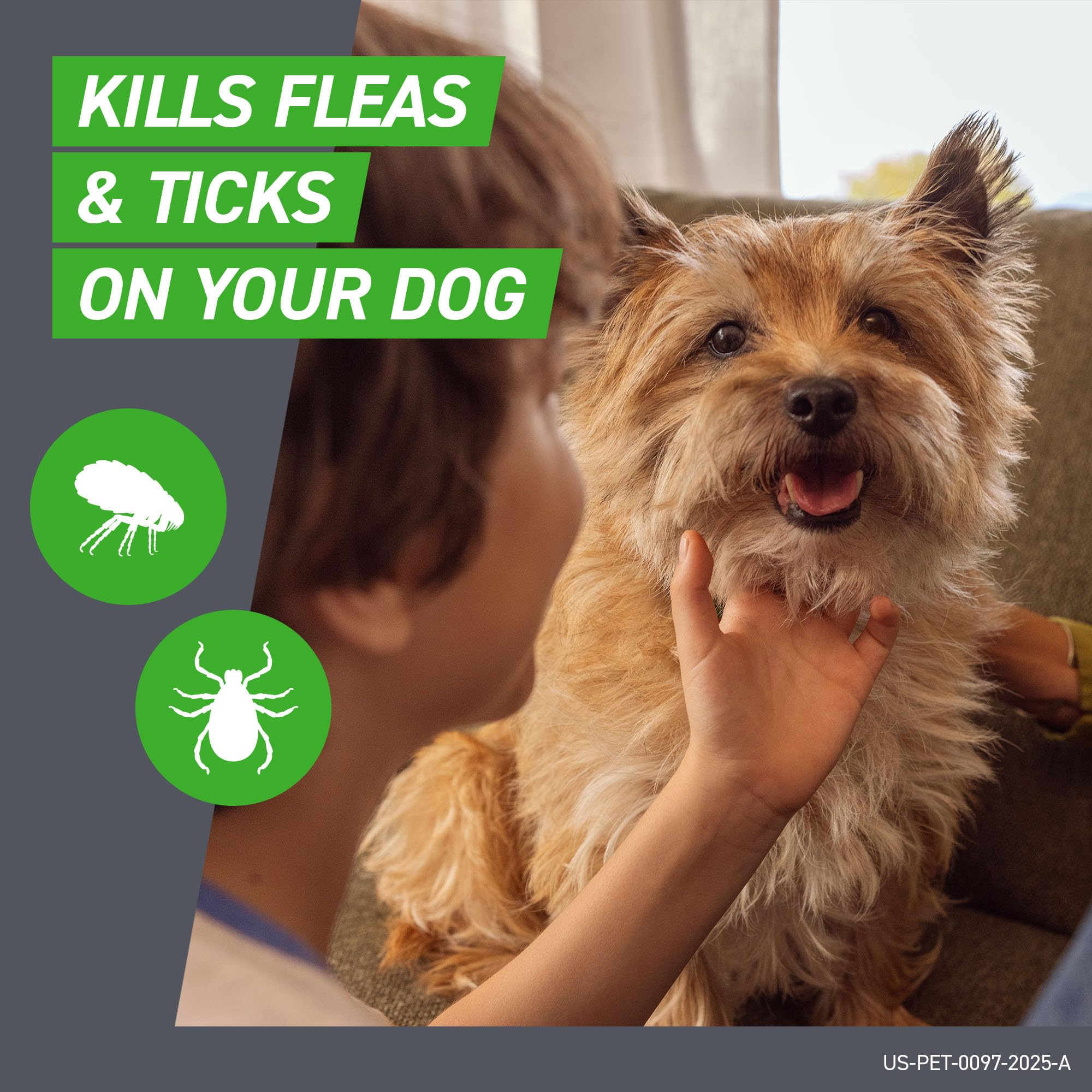 Frontline Plus para perros, aplicación en la piel que actúa contra pulgas y garrapatas.