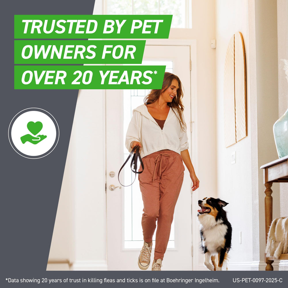 Efecto de 30 días con FRONTLINE Plus para perros, protección continua.